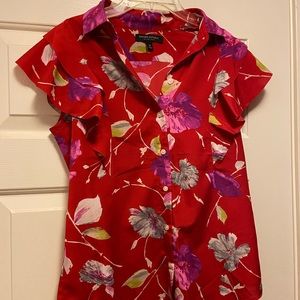 XS Banana Republic Floral ButtonDown Ruffled Shirt